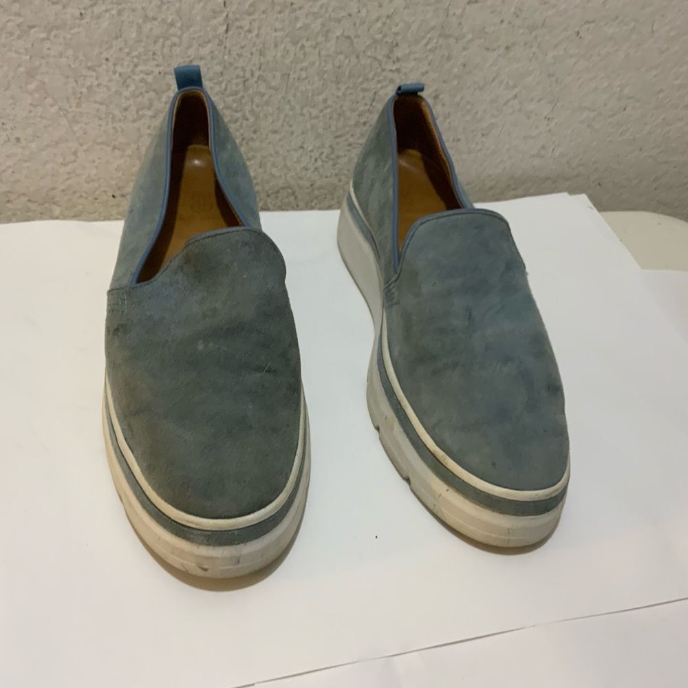 Bill Blass Sutton Suede Slip On Platform Sneaker Blue Lagoon Women's Sz 9.5